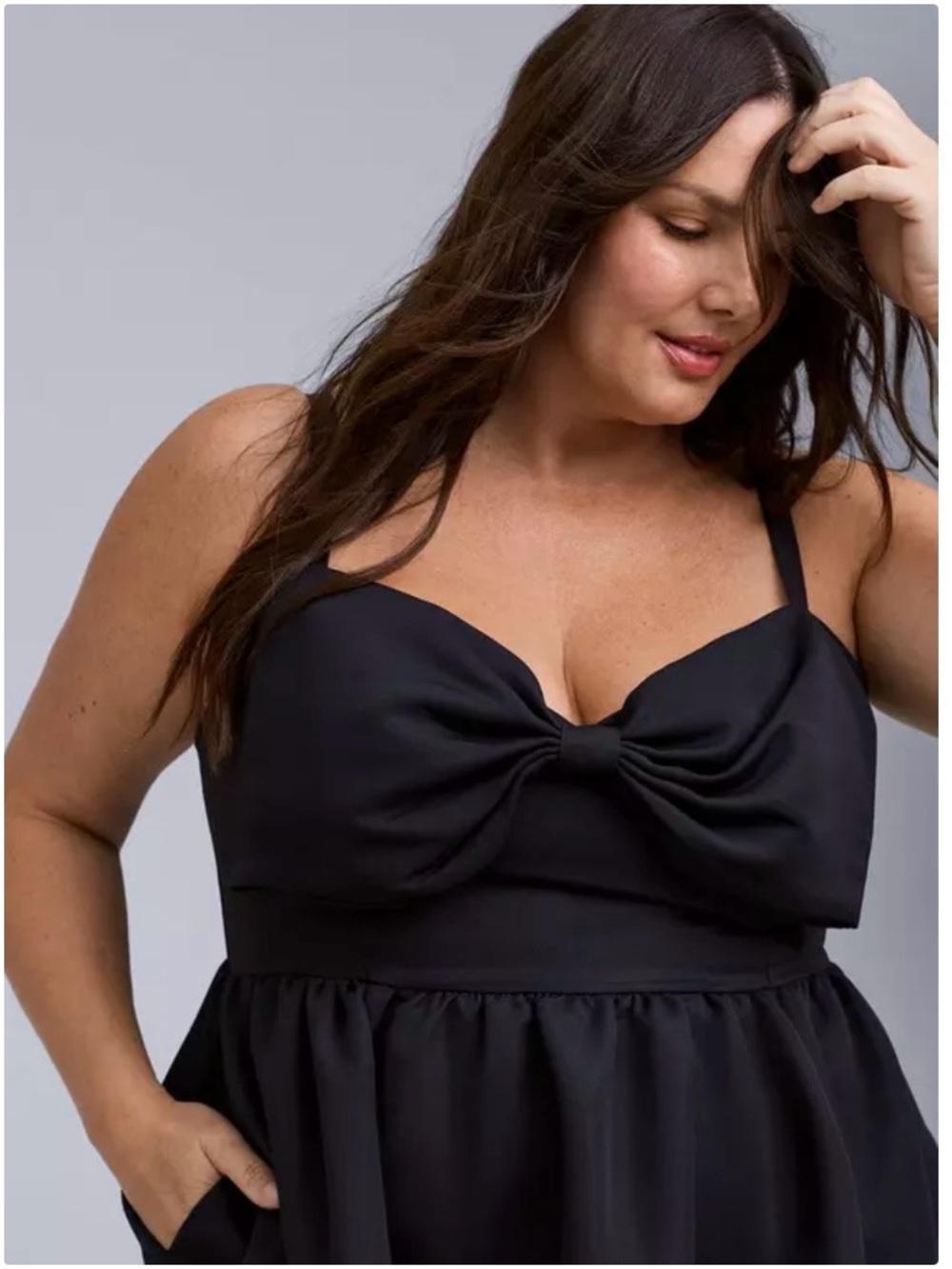 Black Bow-Front Fit & Flare Dress NWT Torrid Sz 3 - Picture 3 of 7
